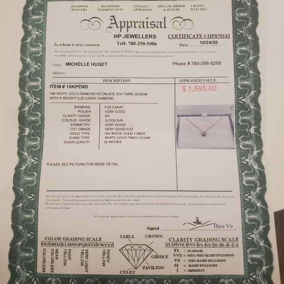 0.25 carat diamond necklace w 10k white gold chain - Picture 5 of 9